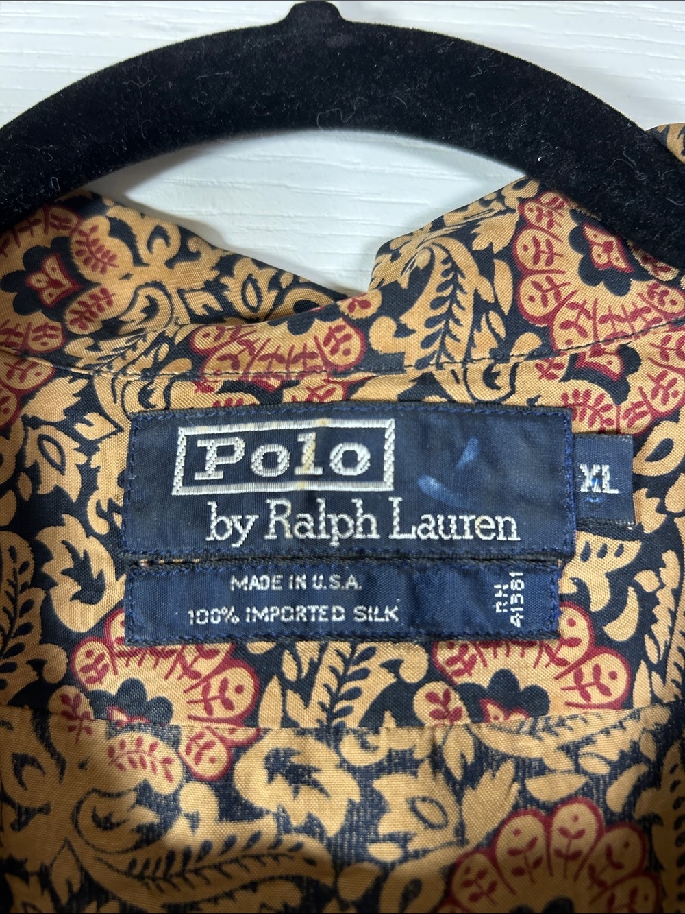 Vintage Polo Ralph Lauren 100% Silk Paisley Shirt-Made in USA Loop Collar XL - Picture 2 of 5